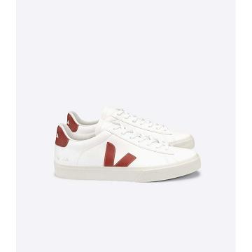 White/Red Men's Veja CAMPO CHROMEFREE Low Tops Sneakers | AU 201ZUT